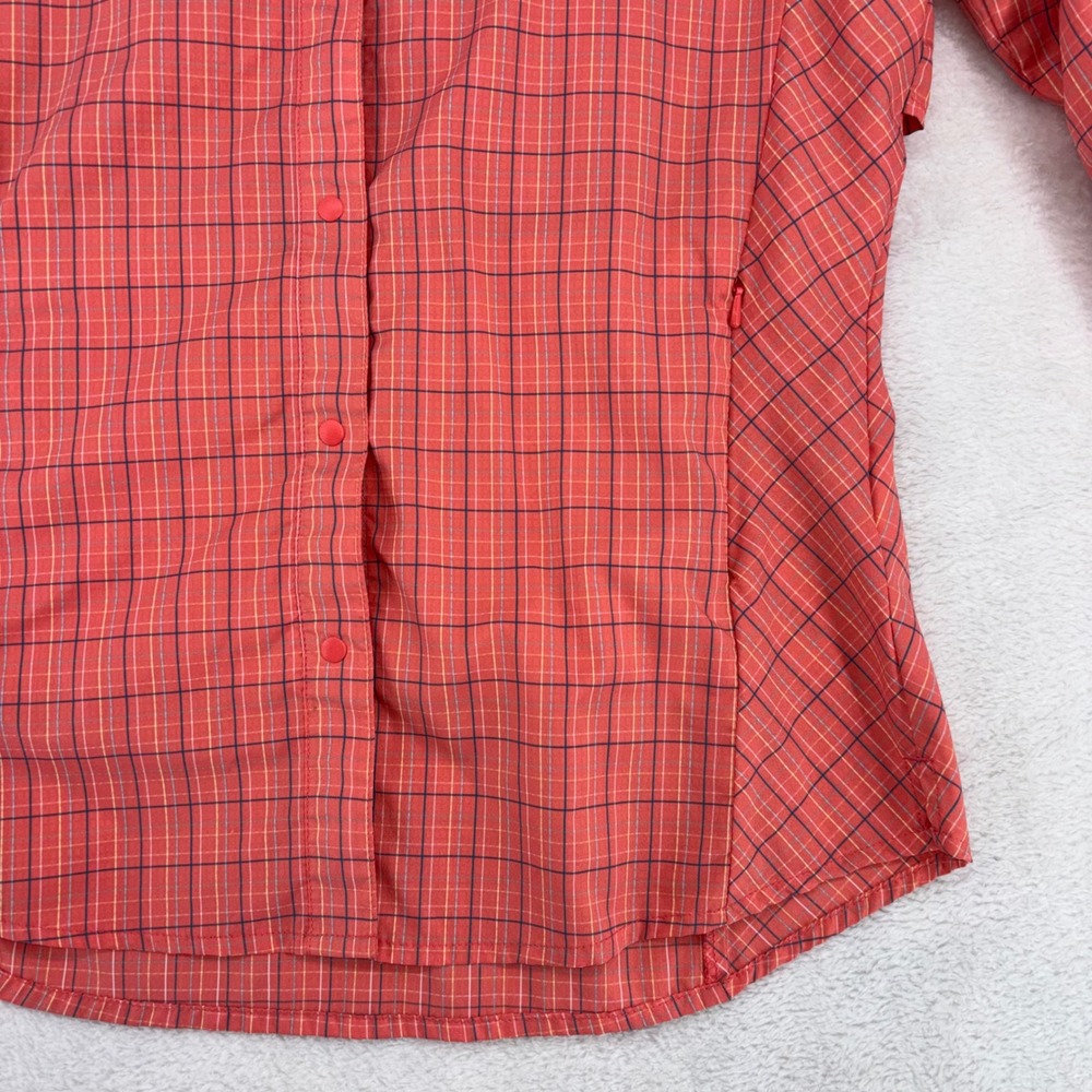 Columbia PFG Super Tamiami Fishing Shirt Womens Small Coral Plaid UPF 40 Omni - Picture 14 of 15